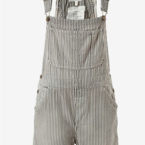 Current/Elliott Pants - Current/Elliott Railroad Ticking Stripe Denim Shortalls